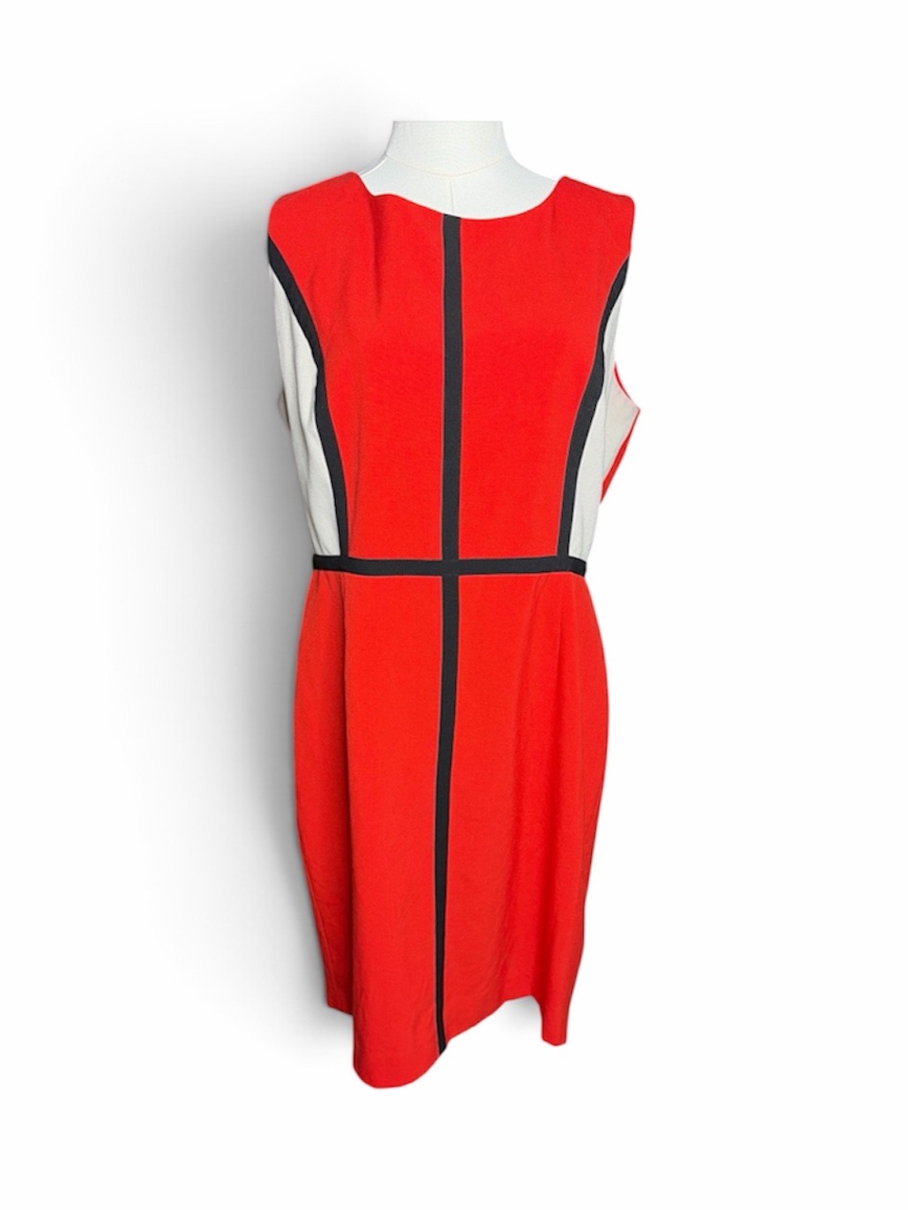 Ellen Tracy Red Colorblock Sleeveless Sheath Dress Size 14 ptp 19 1/2”-22” - Picture 3 of 7